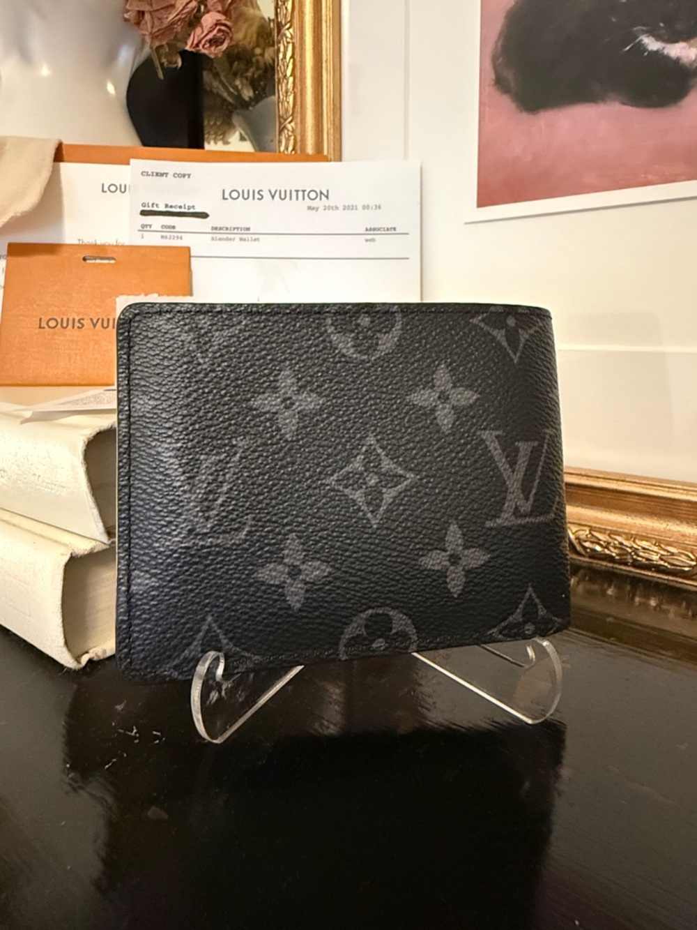 AUTH Louis Vuitton Monogram Eclipse Slim Wallet - Picture 3 of 16